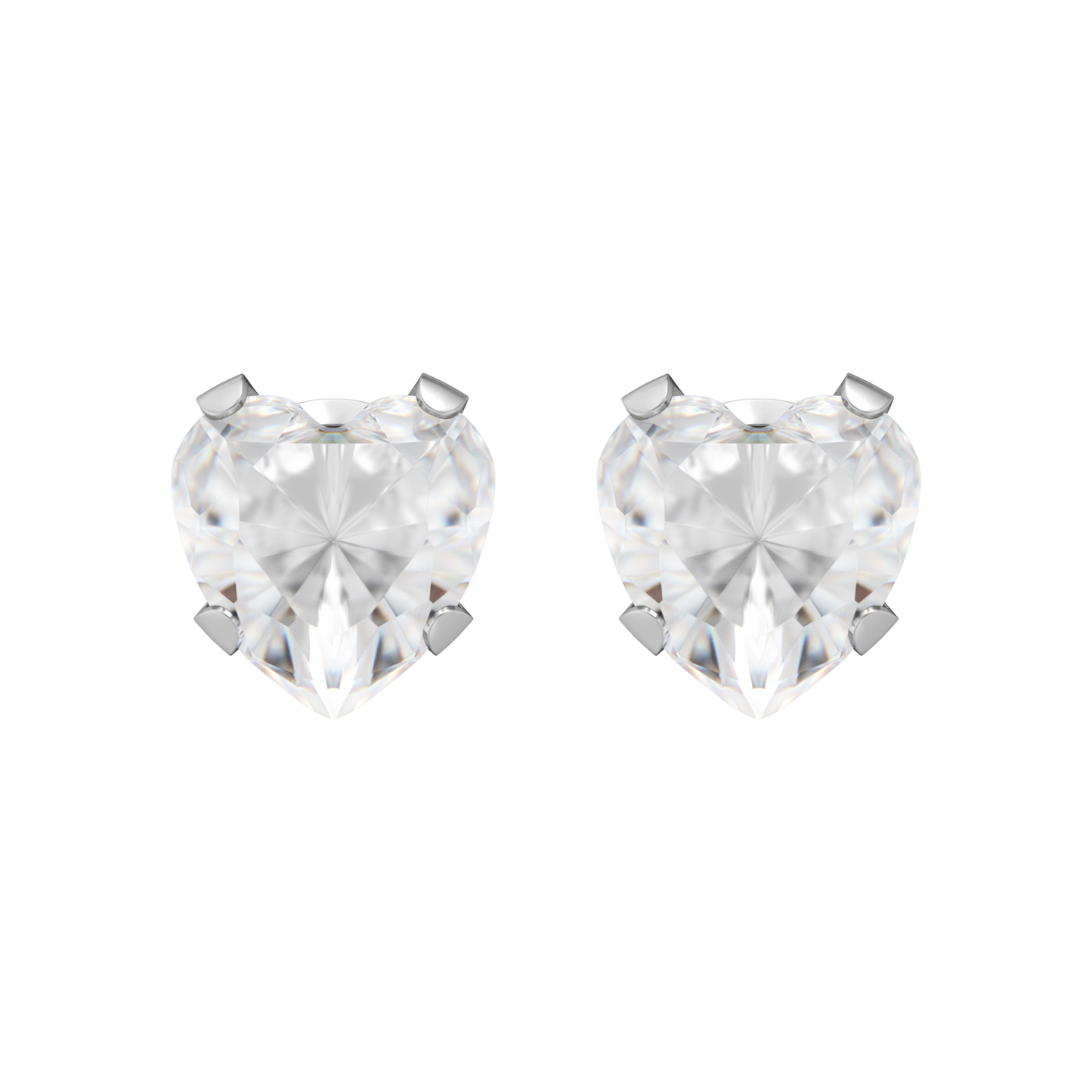 Sensitive by STUDEX® Prong Setting, Cubic Zirconia Heart Cut Tube Cube