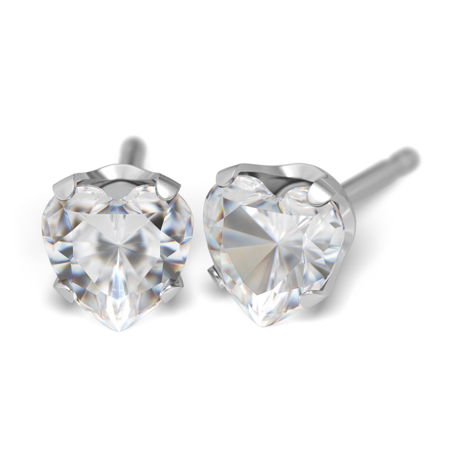 Sensitive by STUDEX® Prong Setting, Cubic Zirconia Heart Cut Tube Cube