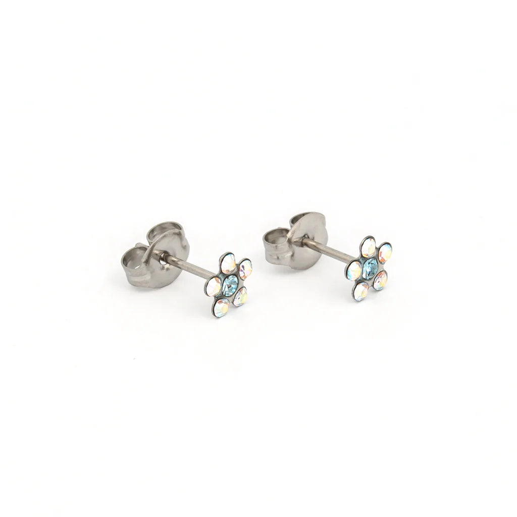 Sensitive by STUDEX® Daisy Ab Crystal & Aquamarine -Black Box